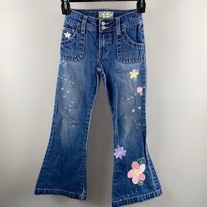Gap girls bell bottom jean with floral embroidery